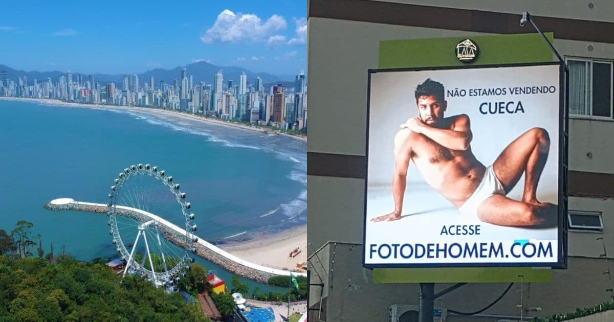Outdoor Polêmico com Homem de Cueca é Retirado em Balneário Camboriú Após Notificação da Prefeitura